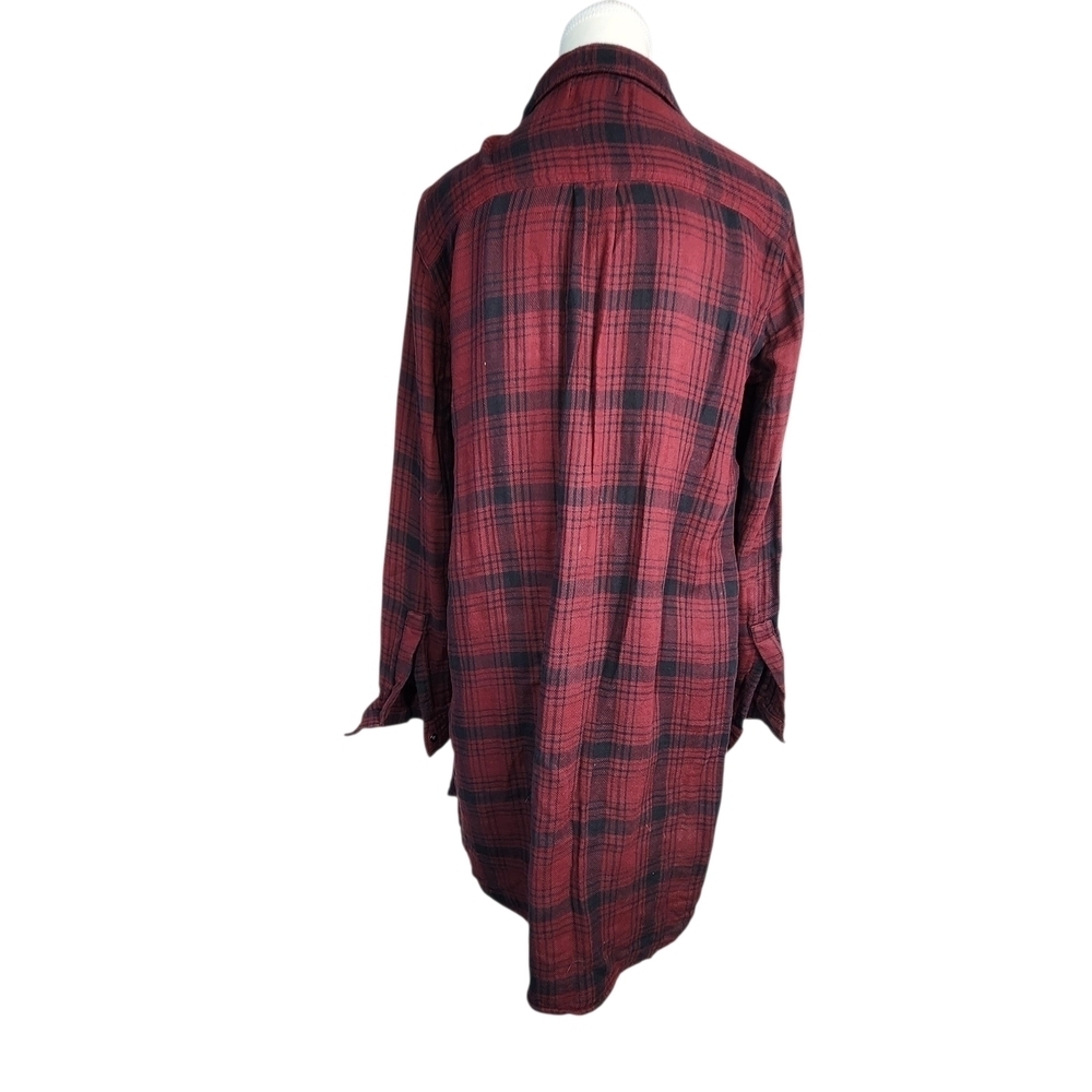 GAP Women's Plaid Flannel Shirt Dress Red Black Medium Long Sleeve - Picture 8 of 12